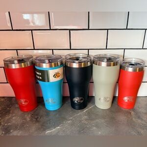 Bass Pro Shops Insulated Travel Tumblers in Red, Blue, Black, and Cream